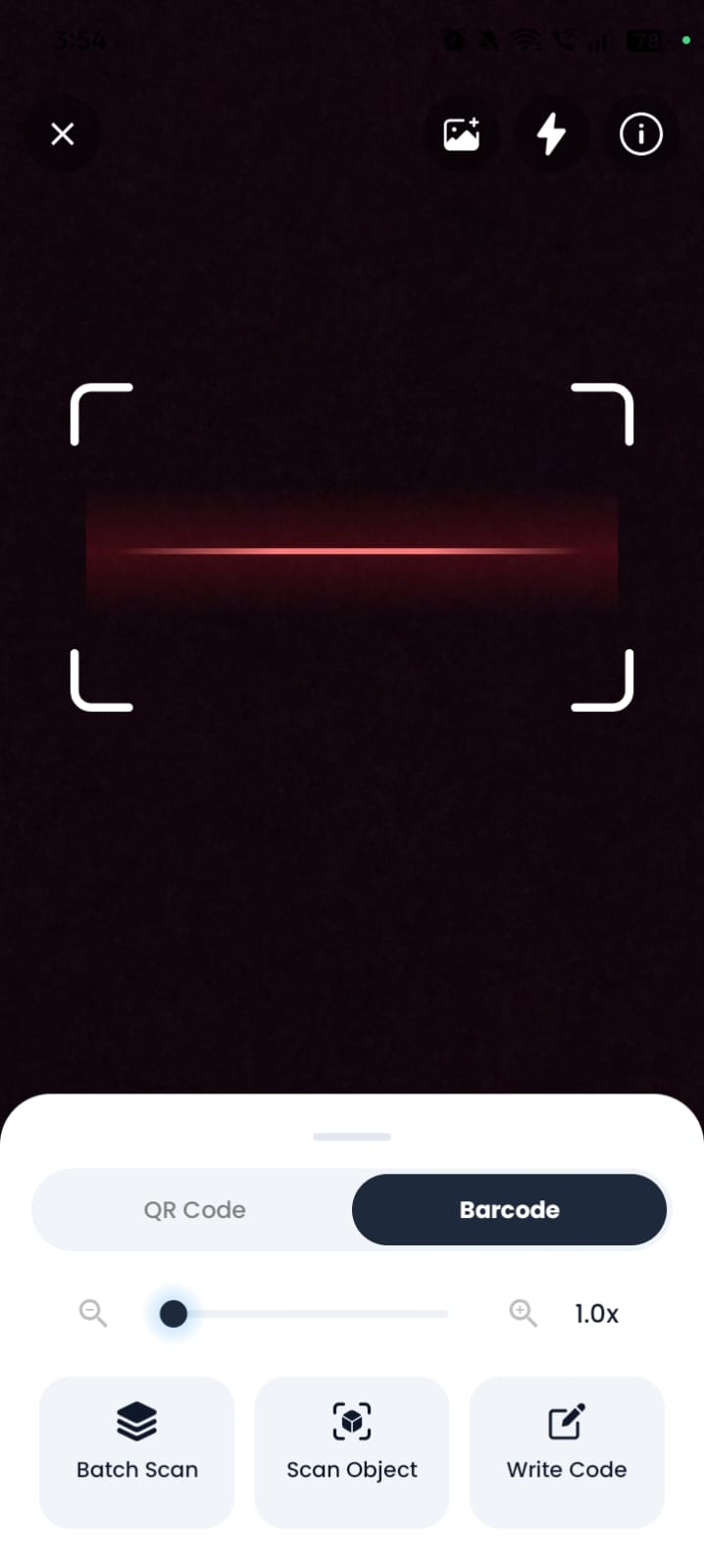 Barcode Scanner screen